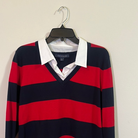 Tommy Hilfiger Navy and Red Layered Look Sweater - Picture 5 of 5